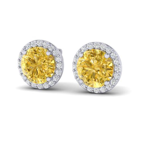 4 ctw Citrine & Halo VS/SI Diamond Micro Pave Earrings 18k White Gold - REF-49A3N