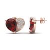 Image 2 : 2.50 ctw Garnet & Micro Pave VS/SI Diamond Earrings 10k Rose Gold - REF-22F5M