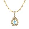 Image 2 : 1.15 ctw Aquamarine & Micro Pave VS/SI Diamond Necklace 14k Yellow Gold - REF-47Y5X