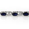 Image 2 : 6.10 ctw Blue Sapphire & Diamond Bracelet 14k White Gold - REF-80K9Y
