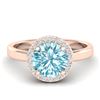 Image 1 : 2 ctw Sky Blue Topaz & Halo VS/SI Diamond Micro Ring 14k Rose Gold - REF-30F8M