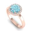 Image 2 : 2 ctw Sky Blue Topaz & Halo VS/SI Diamond Micro Ring 14k Rose Gold - REF-30F8M