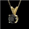 Image 2 : 0.50 ctw Fancy Black Diamond Solitaire Necklace 10k Yellow Gold - REF-18Y4X