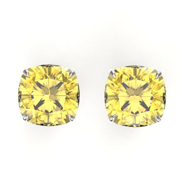 12 ctw Cushion Cut Citrine Designer Stud Earrings 18k White Gold - REF-39R5K