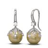 Image 2 : 1 ctw Diamond & Pearl Earrings 18K White Gold - REF-129A8N