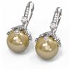 Image 3 : 1 ctw Diamond & Pearl Earrings 18K White Gold - REF-129A8N