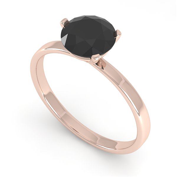 1.0 ctw Black Certified Diamond Engagment Ring Martini 14k Rose Gold - REF-25N9F