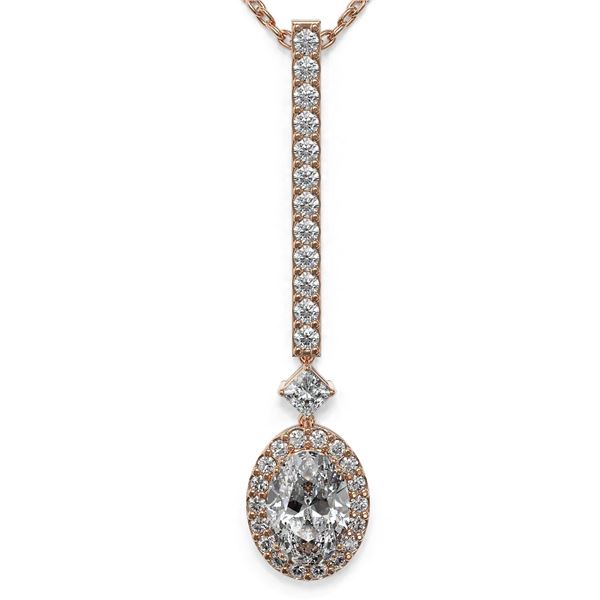 1.3 ctw Oval Cut Diamond Designer Necklace 18K Rose Gold - REF-157X2A