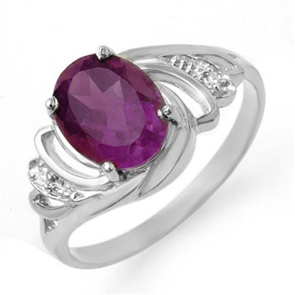 1.48 ctw Amethyst & Diamond Ring 18k White Gold - REF-24R5K