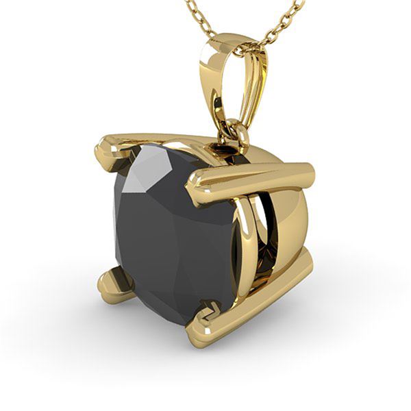 3 ctw Cushion Black Diamond Designer Necklace 14k Yellow Gold - REF-65F8M