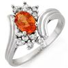 Image 1 : 1.0 ctw Orange Sapphire & Diamond Ring 10k White Gold - REF-23H9R