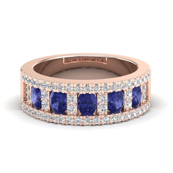 1.75 ctw Tanzanite & Micro Pave VS/SI Diamond Ring 10k Rose Gold - REF-48G5W