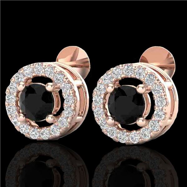 0.75 ctw Micro Pave VS/SI Diamond Certified Earrings Halo 14k Rose Gold - REF-40R9K