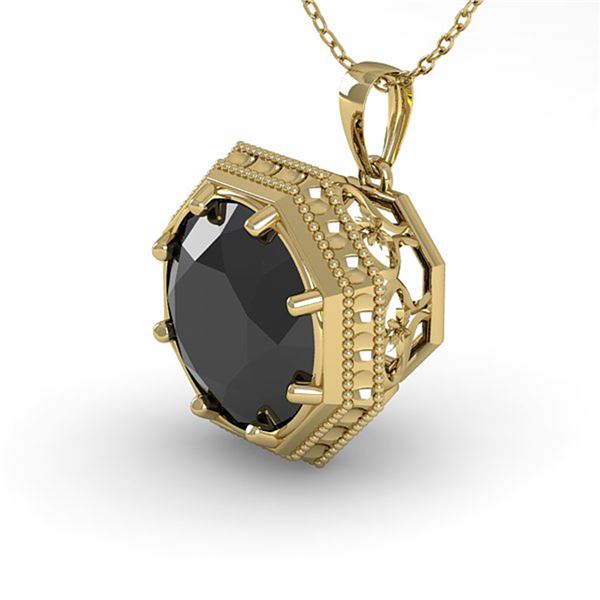 1 ctw Black Certified Diamond Necklace Art Deco 18k Yellow Gold - REF-39K5Y