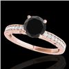 Image 1 : 1.43 ctw Certified VS Black Diamond Solitaire Antique Ring 10k Rose Gold - REF-40W8H