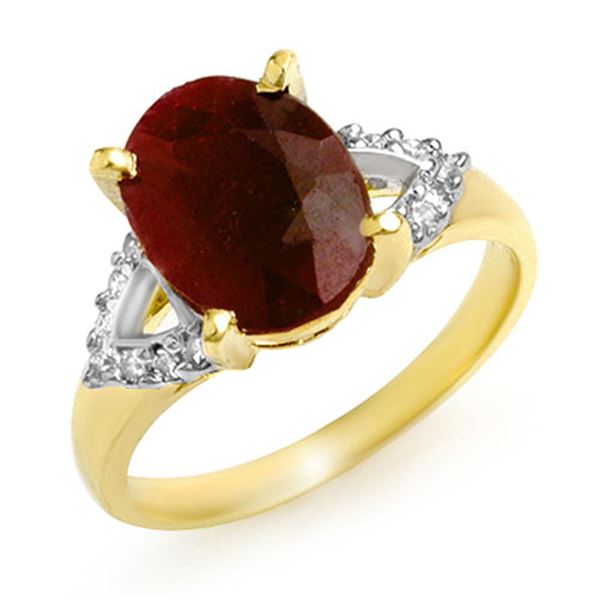 5.55 ctw Ruby & Diamond Ring 10k Yellow Gold - REF-53R5K