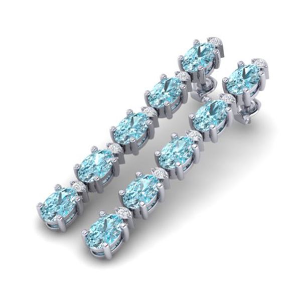 15.47 ctw Sky Blue Topaz & VS/SI Certified Diamond Earrings 10k White Gold - REF-81M8G