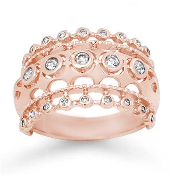 0.83 ctw Certified Diamond Ring 14k Rose Gold - REF-87N3F