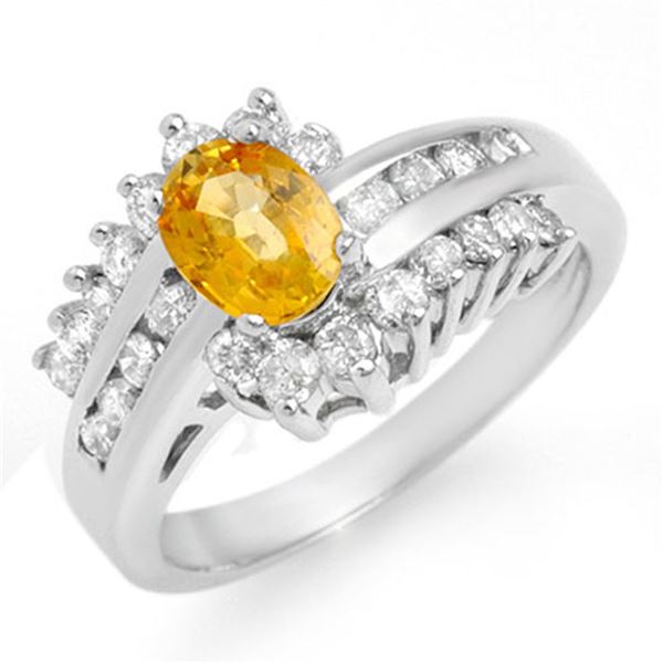 1.77 ctw Yellow Sapphire & Diamond Ring 14k White Gold - REF-81R8K