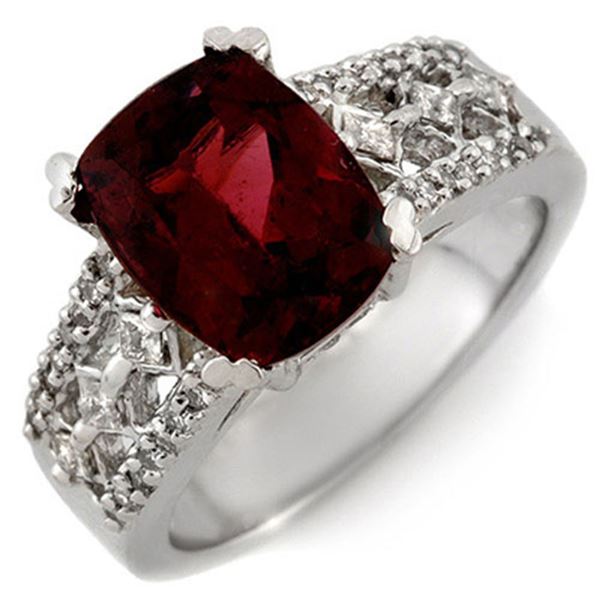 3.50 ctw Pink Tourmaline & Diamond Ring 14k White Gold - REF-118R2K