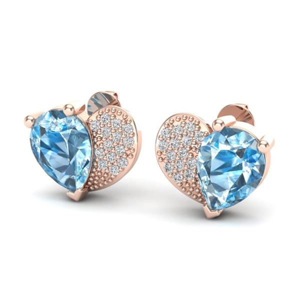 2.50 ctw Sky Blue Topaz & Micro Pave VS/SI Diamond Earrings 10k Rose Gold - REF-22M5G