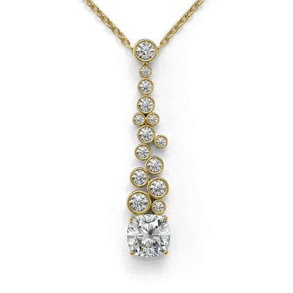 1.2 ctw Cushion Cut Diamond Designer Necklace 18K Yellow Gold - REF-181N8F