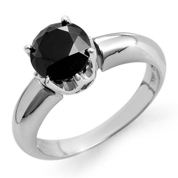 1.75 ctw VS Certified Black Diamond Ring 14k White Gold - REF-49N8F