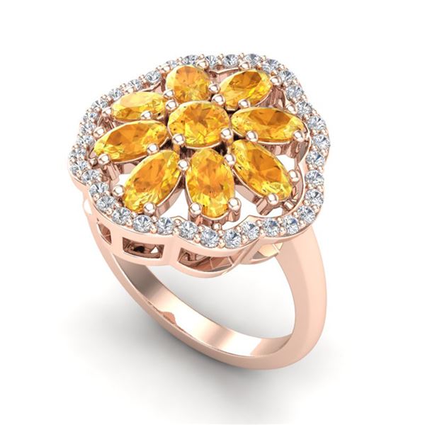 3 ctw Citrine & VS/SI Diamond Cluster Designer Ring 10k Rose Gold - REF-49W3H