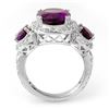 Image 2 : 8.0 ctw Amethyst & Diamond Ring 10k White Gold - REF-118M2G