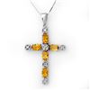 Image 1 : 2.15 ctw Citrine & Diamond Necklace 10k White Gold - REF-25M2G