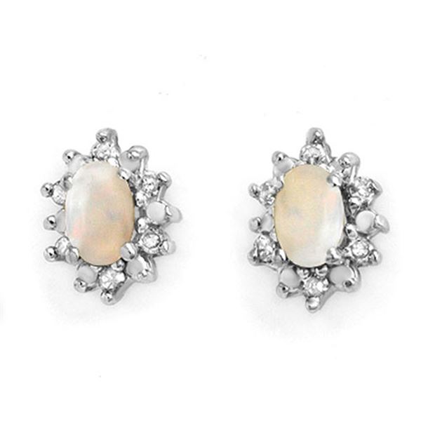 0.45 ctw Opal & Diamond Earrings 10k Yellow Gold - REF-13X3A
