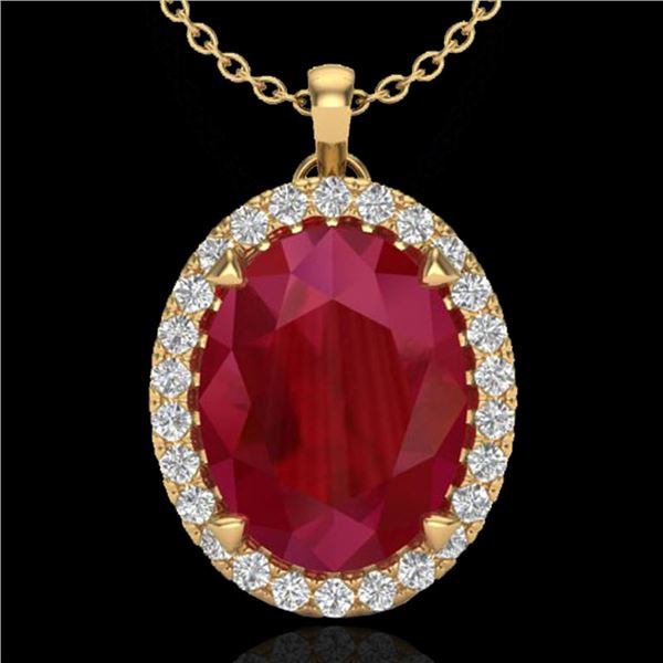 2.75 ctw Ruby & Micro VS/SI Diamond Certified Necklace 18k Yellow Gold - REF-46K5Y