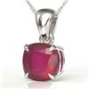 Image 1 : 2 ctw Cushion Cut Ruby Designer Necklace 18k White Gold - REF-25N9F