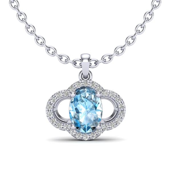 2 ctw Sky Blue Topaz & Micro Pave VS/SI Diamond Necklace 10k White Gold - REF-22M5G