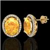 Image 2 : 5 ctw Citrine & Micro Pave VS/SI Diamond Earrings 18k Yellow Gold - REF-55F2M