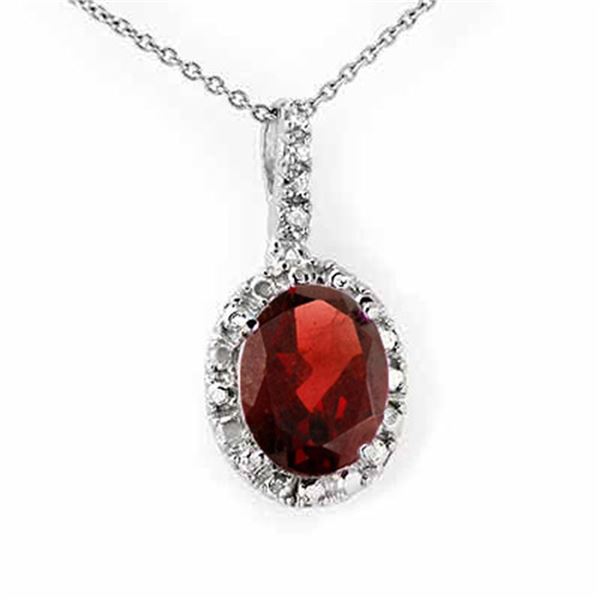 2.05 ctw Garnet & Diamond Pendant 14k White Gold - REF-13X5A