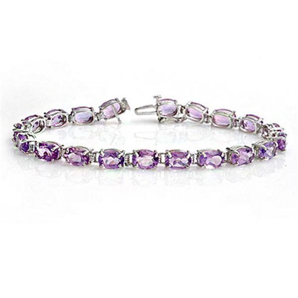 16.3 ctw Amethyst Bracelet 10k White Gold - REF-39Y2X