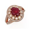 Image 1 : 4.55 ctw Certified Ruby & Diamond Victorian Ring 14K Rose Gold - REF-143A6N