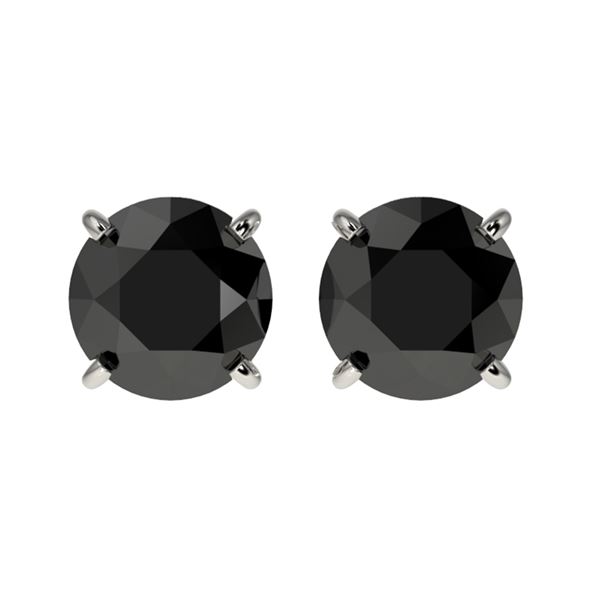 1.61 ctw Fancy Black Diamond Solitaire Stud Earrings 10k White Gold - REF-31M3G