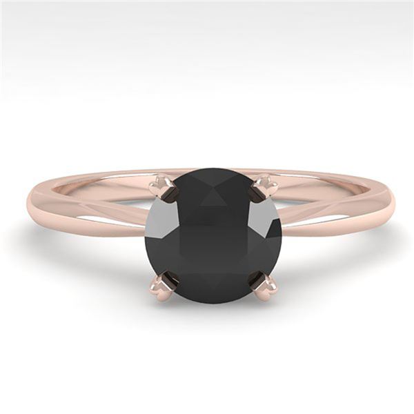 1.0 ctw Black Diamond Engagment Designer Ring 18k Rose Gold - REF-35X6A