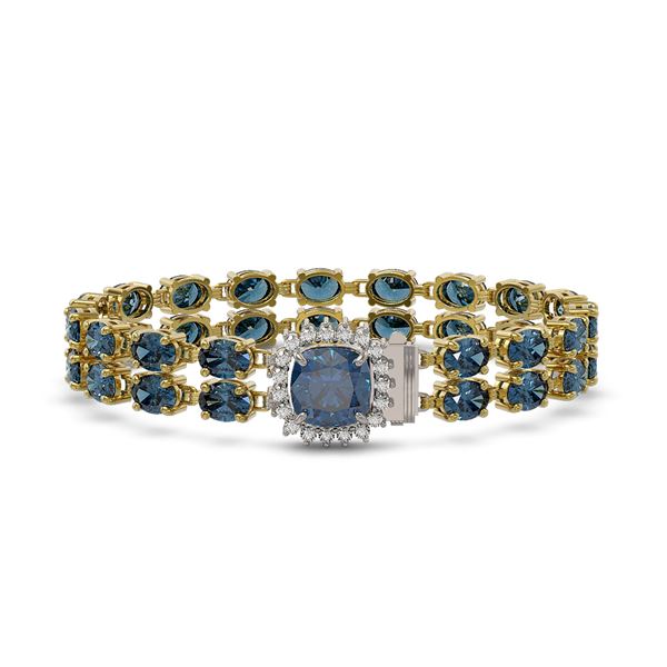 17.87 ctw London Topaz & Diamond Bracelet 14K Yellow Gold - REF-178G2W