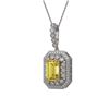 Image 1 : 5.82 ctw Canary Citrine & Diamond Victorian Necklace 14K White Gold - REF-172R8K