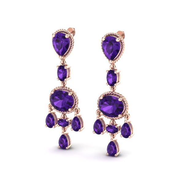 16 ctw Amethyst Earrings Designer Vintage 10k Rose Gold - REF-44H2R