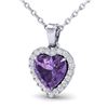 Image 2 : 1 ctw Amethyst & Micro Diamond Heart Necklace Heart 14k White Gold - REF-21M3G