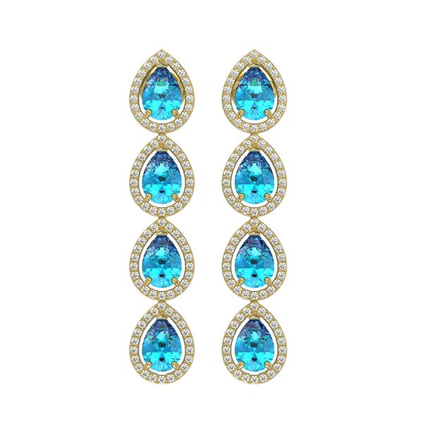 7.81 ctw Swiss Topaz & Diamond Micro Pave Halo Earrings 10k Yellow Gold - REF-152G8W