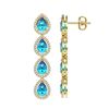 Image 2 : 7.81 ctw Swiss Topaz & Diamond Micro Pave Halo Earrings 10k Yellow Gold - REF-152G8W