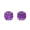 Image 1 : 4 ctw Cushion Cut Amethyst Designer Stud Earrings 18k White Gold - REF-21X8A
