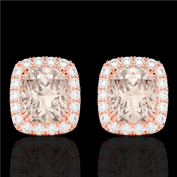 2.50 ctw Morganite & Micro Pave VS/SI Diamond Earrings 10k Rose Gold - REF-48A6N