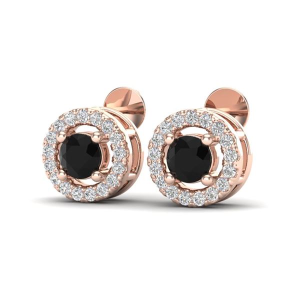 0.75 ctw Micro Pave VS/SI Diamond Certified Earrings Halo 14k Rose Gold - REF-40W9H