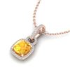 Image 1 : 3.50 ctw Citrine & Micro VS/SI Diamond Necklace 14k Rose Gold - REF-40Y8X